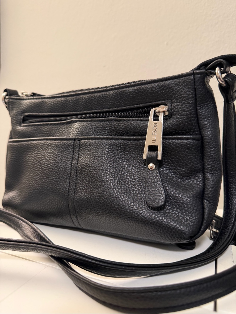 Rosetti Black Soft Faux Leather Mini Crossbody Purse